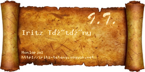 Iritz Tétény névjegykártya